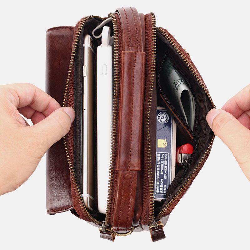 Miesten Aidosta Nahasta Valmistettu Pieni Crossbody Laukku Käsilaukku
