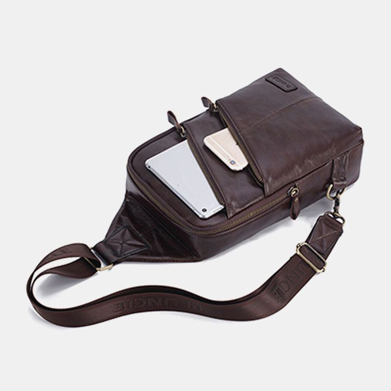 Miesten Aidosta Nahasta Valmistettu Rento Business Crossbody -laukku Rintalaukku Ulkokäyttöön