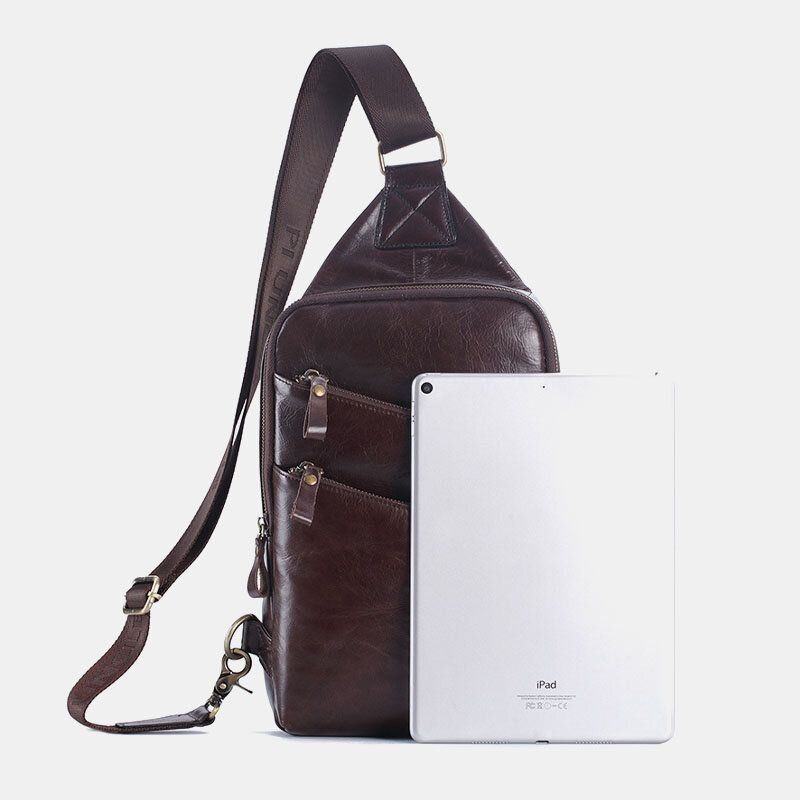 Miesten Aidosta Nahasta Valmistettu Rento Business Crossbody -laukku Rintalaukku Ulkokäyttöön