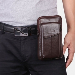Miesten Aito Nahka 6.5 Tuuman Puhelinlaukku Vyölaukku Vyökassi Crossbody Laukku