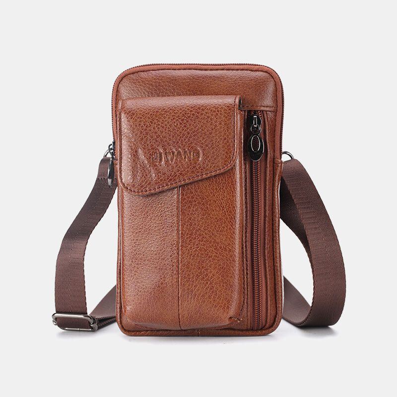 Miesten Aito Nahka 6.5 Tuuman Puhelinlaukku Vyölaukku Vyökassi Crossbody Laukku
