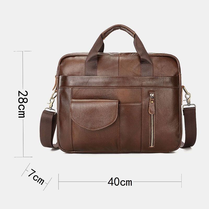 Miesten Aito Nahka Monitaskuinen Vintage 14 Tuuman Kannettavan Tietokoneen Laukku Salkut Crossbody Laukku Olkalaukku Käsilaukku