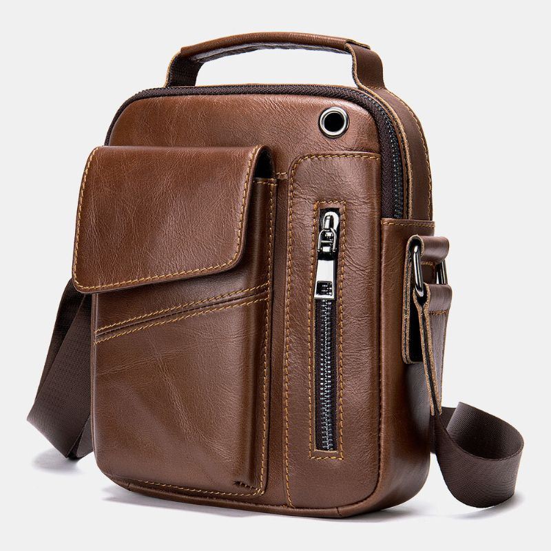 Miesten Aito Nahka Monitaskuiset Kuulokeaukko Vintage Vedenpitävät Crossbody Laukut Olkalaukut