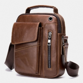 Miesten Aito Nahka Monitaskuiset Kuulokeaukko Vintage Vedenpitävät Crossbody Laukut Olkalaukut