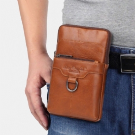 Miesten Aito Nahka Naudannahkainen Vintage Business 6.5 Tuuman Puhelinlaukku Crossbody Bag Vyötärölaukku Sling Bag