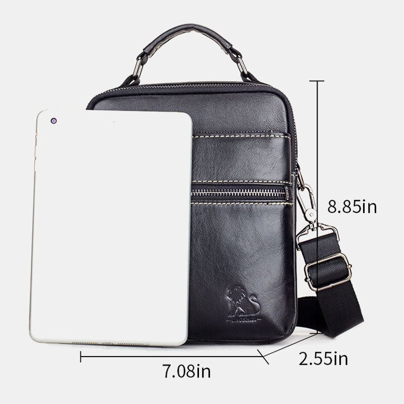 Miesten Aito Nahka Retro Business Casual Yksivärinen Nahkainen Olkalaukku Crossbody Laukku