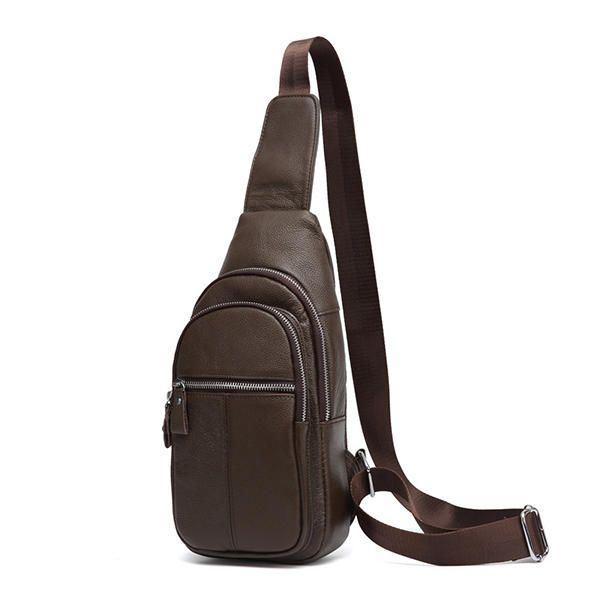 Miesten Aito Nahka Retro Crossbody Laukku Rintalaukku Rento Olkalaukku