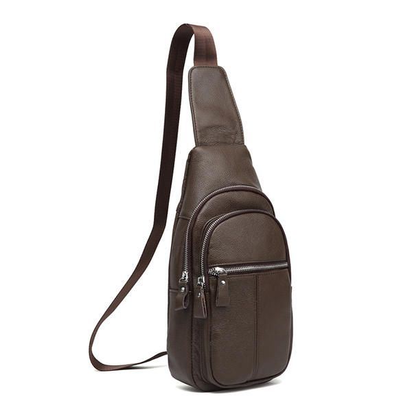 Miesten Aito Nahka Retro Crossbody Laukku Rintalaukku Rento Olkalaukku
