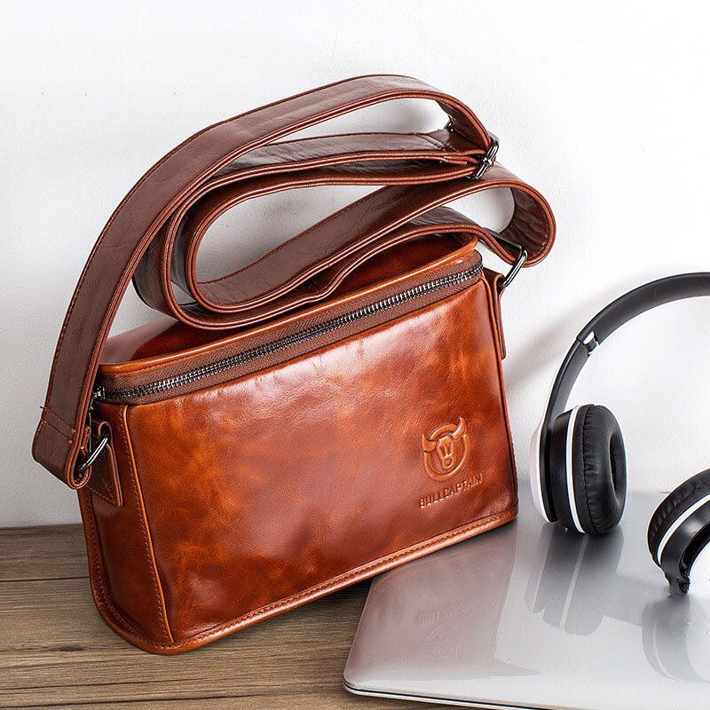 Miesten Aito Nahka Varkaudenesto Kulutuksenkestävä 7.9 Tuuman Ipad Vintage Square Bag Crossbody Bag Olkalaukku
