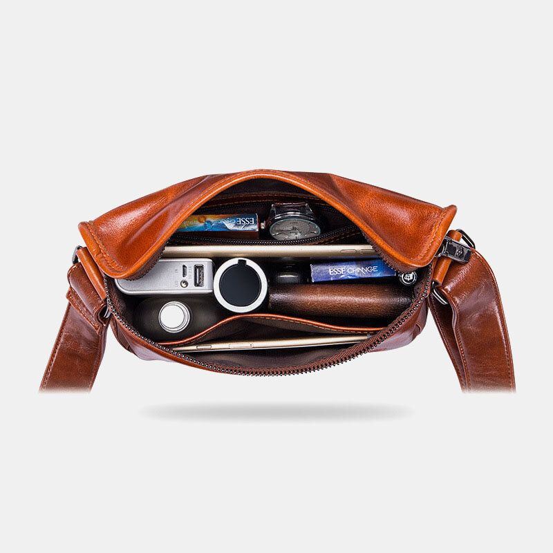 Miesten Aito Nahka Varkaudenesto Kulutuksenkestävä 7.9 Tuuman Ipad Vintage Square Bag Crossbody Bag Olkalaukku