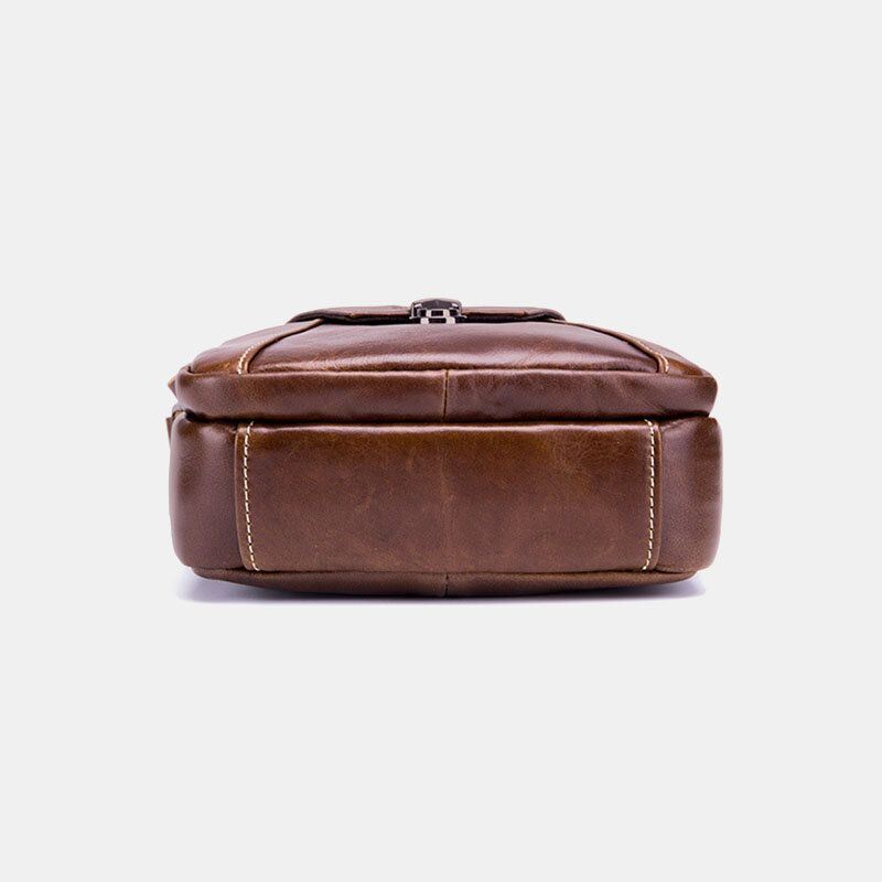 Miesten Aito Nahka Varkaudenesto Monikerroksinen Rento Crossbody Laukku Olkalaukku