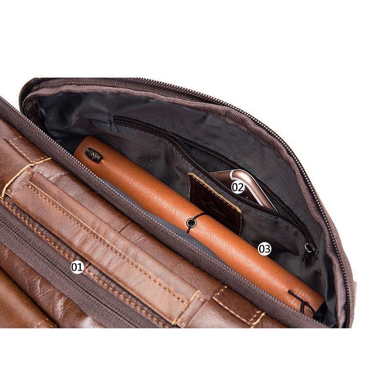 Miesten Aito Nahkainen Crossbody-laukku Kuulokepussi Lehmännahkainen Laukku