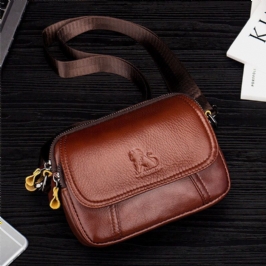 Miesten Aito Nahkainen Retro 7.5 Tuuman Puhelinlaukku Cross Body Bag Vyölaukku Vyölenkillä