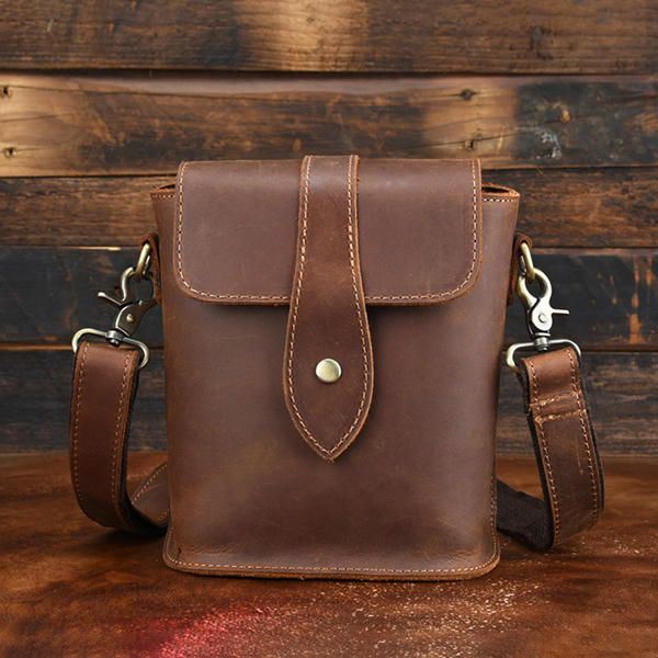 Miesten Aito Nahkainen Vintage-olkalaukku Crossbody-laukku