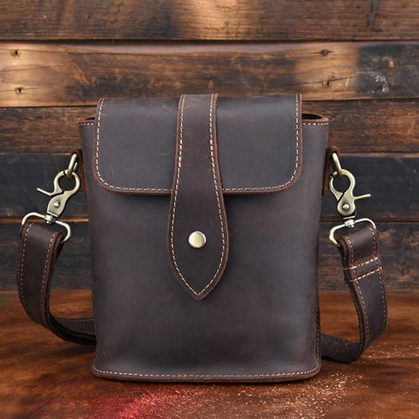 Miesten Aito Nahkainen Vintage-olkalaukku Crossbody-laukku