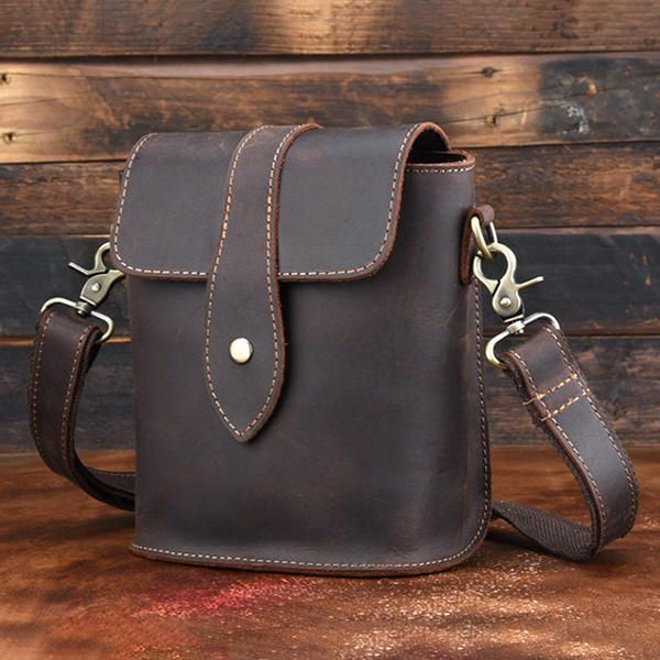 Miesten Aito Nahkainen Vintage-olkalaukku Crossbody-laukku