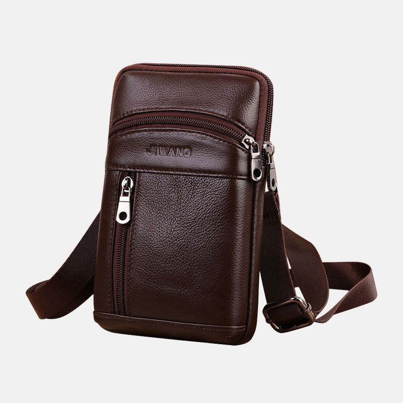 Miesten Aitoa Nahkaa 6.5 Tuuman Retropuhelinlaukku Vyökassi Crossbody Bag
