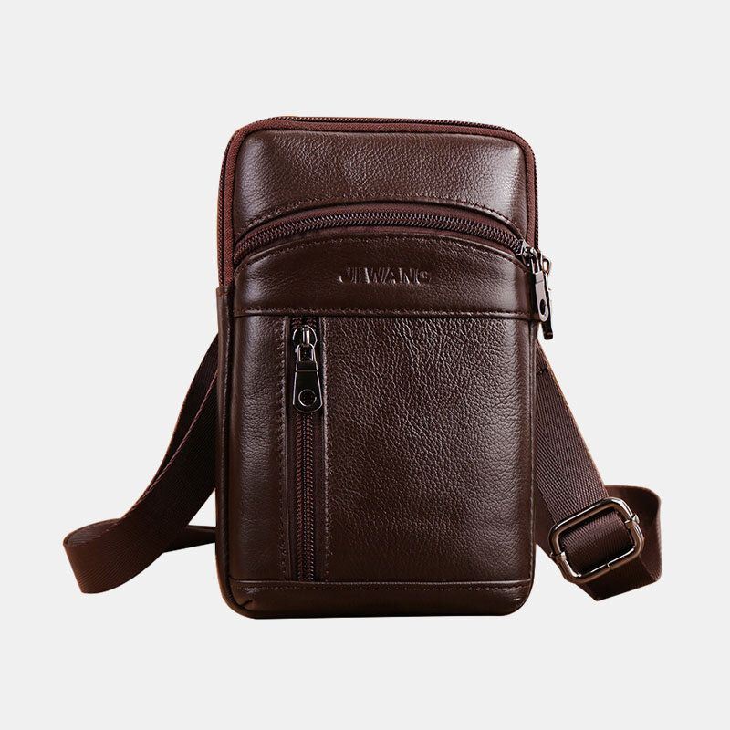 Miesten Aitoa Nahkaa 6.5 Tuuman Retropuhelinlaukku Vyökassi Crossbody Bag
