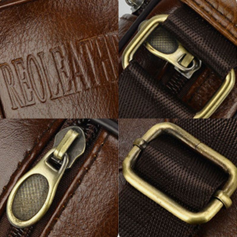 Miesten Aitoa Nahkaa Business Casual Yksivärinen Nahkainen Olkalaukku Crossbody-laukku