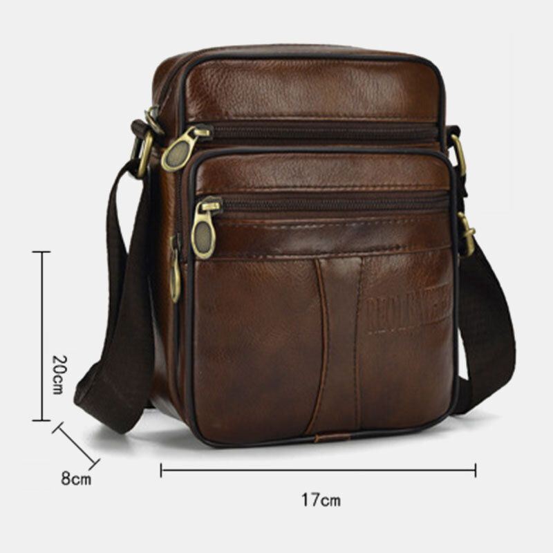 Miesten Aitoa Nahkaa Business Casual Yksivärinen Nahkainen Olkalaukku Crossbody-laukku