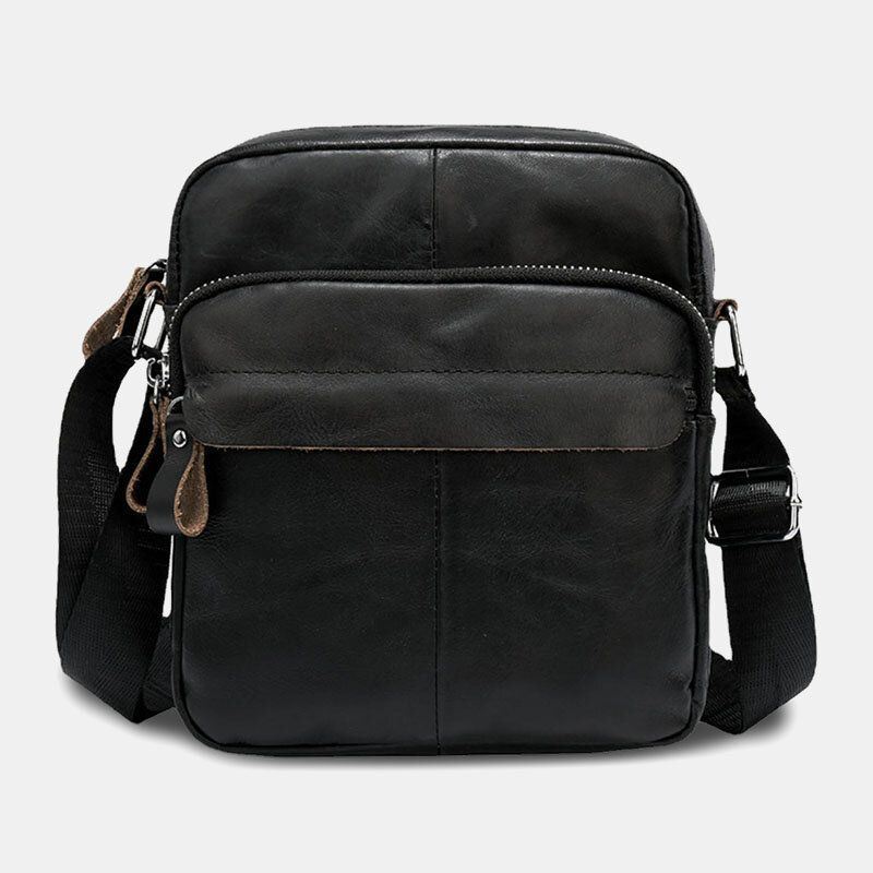 Miesten Aitoa Nahkaa Casual Kulutusta Kestävä Monikerroksinen Urheilullinen Crossbody Laukku Olkalaukku