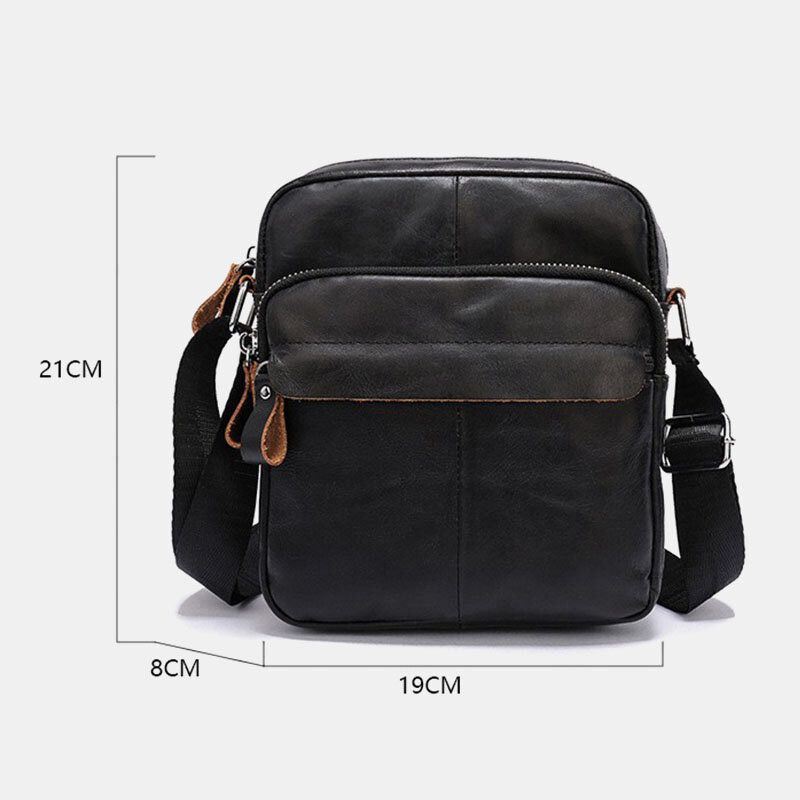 Miesten Aitoa Nahkaa Casual Kulutusta Kestävä Monikerroksinen Urheilullinen Crossbody Laukku Olkalaukku
