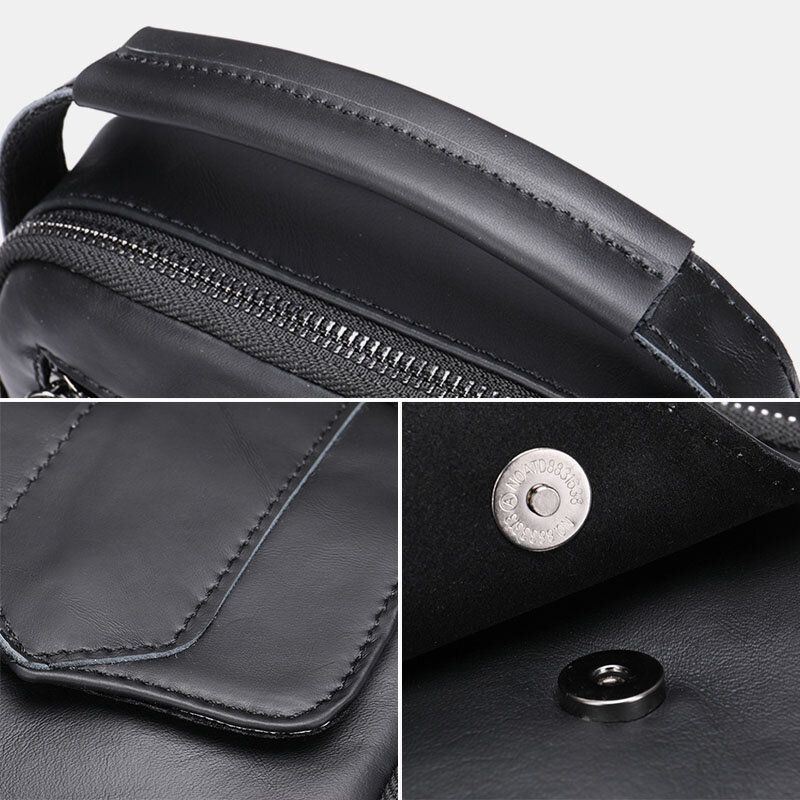Miesten Aitoa Nahkaa Casual Kulutusta Kestävä Vedenpitävä Crossbody Laukku