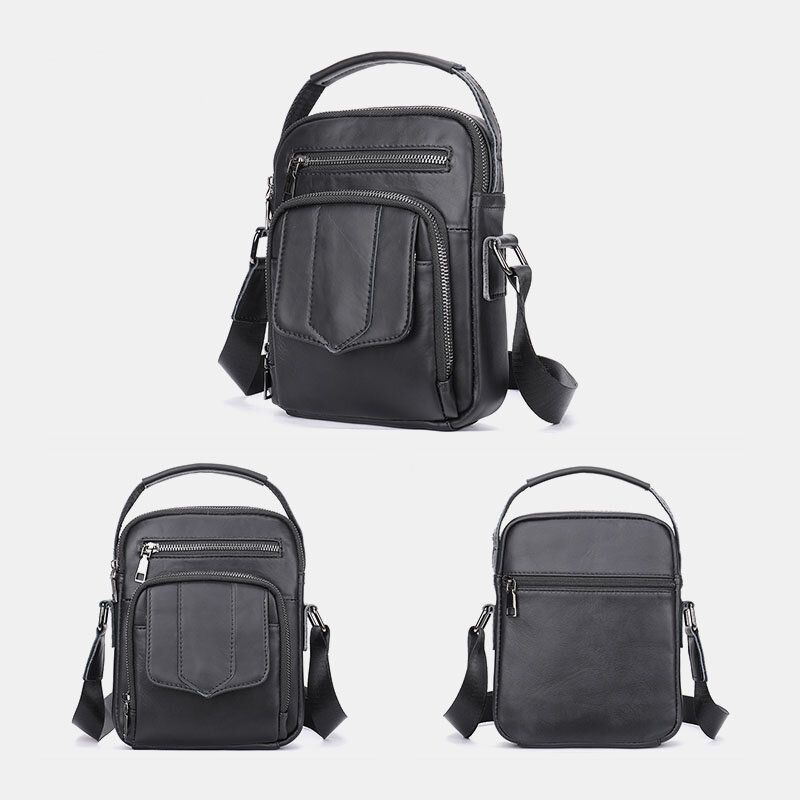 Miesten Aitoa Nahkaa Casual Kulutusta Kestävä Vedenpitävä Crossbody Laukku
