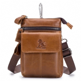 Miesten Aitoa Nahkaa Kantava Crossbody-laukku Lehmännahkainen Laukku