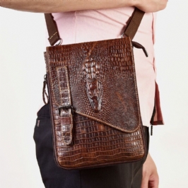 Miesten Aitoa Nahkaa Kulutusta Kestävä Krokotiilirakenne Rento Crossbody Laukku Olkalaukku