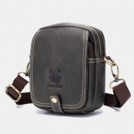 Miesten Aitoa Nahkaa Monikerroksinen Rento Crossbody Laukku Olkalaukku