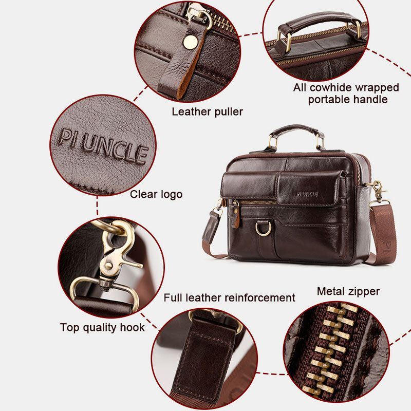 Miesten Aitoa Nahkaa Monitaskuiset Crossbody-laukut Suuri Kapasiteetti 6.5 Tuuman Retro-puhelinlaukku Salkku Olkalaukku Käsilaukku