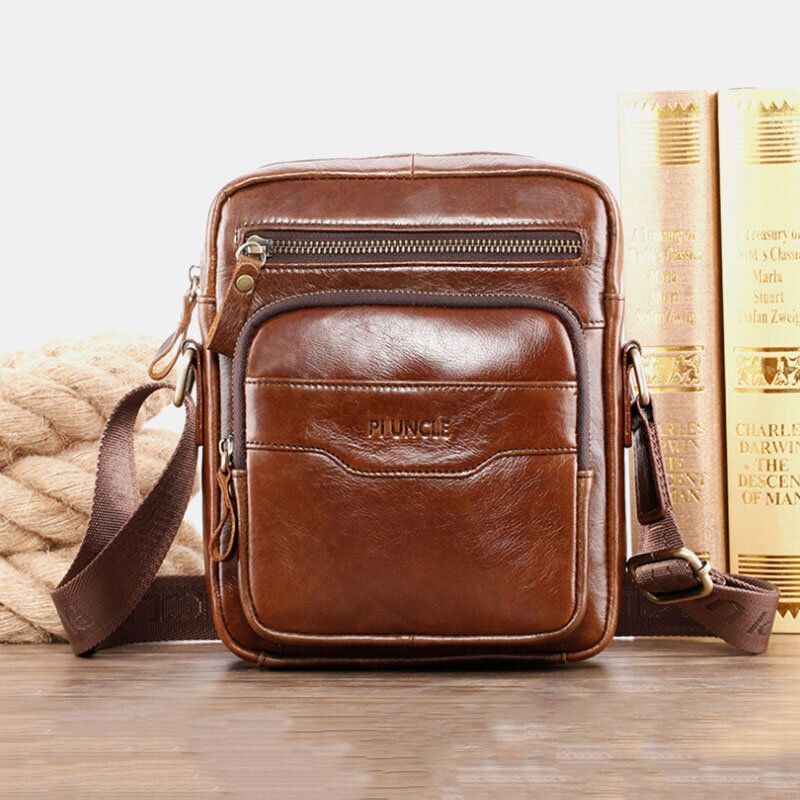 Miesten Aitoa Nahkaa Monitoiminen Retro-kulumisenkestävä Suurikapasiteettinen Käsilaukku Olkalaukku Cross Body Bag