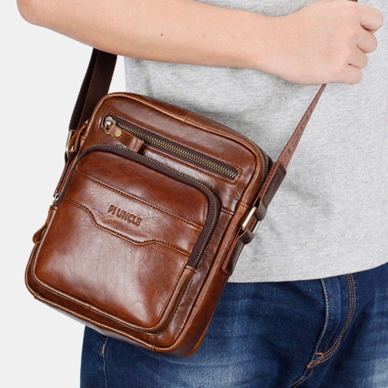 Miesten Aitoa Nahkaa Monitoiminen Retro-kulumisenkestävä Suurikapasiteettinen Käsilaukku Olkalaukku Cross Body Bag