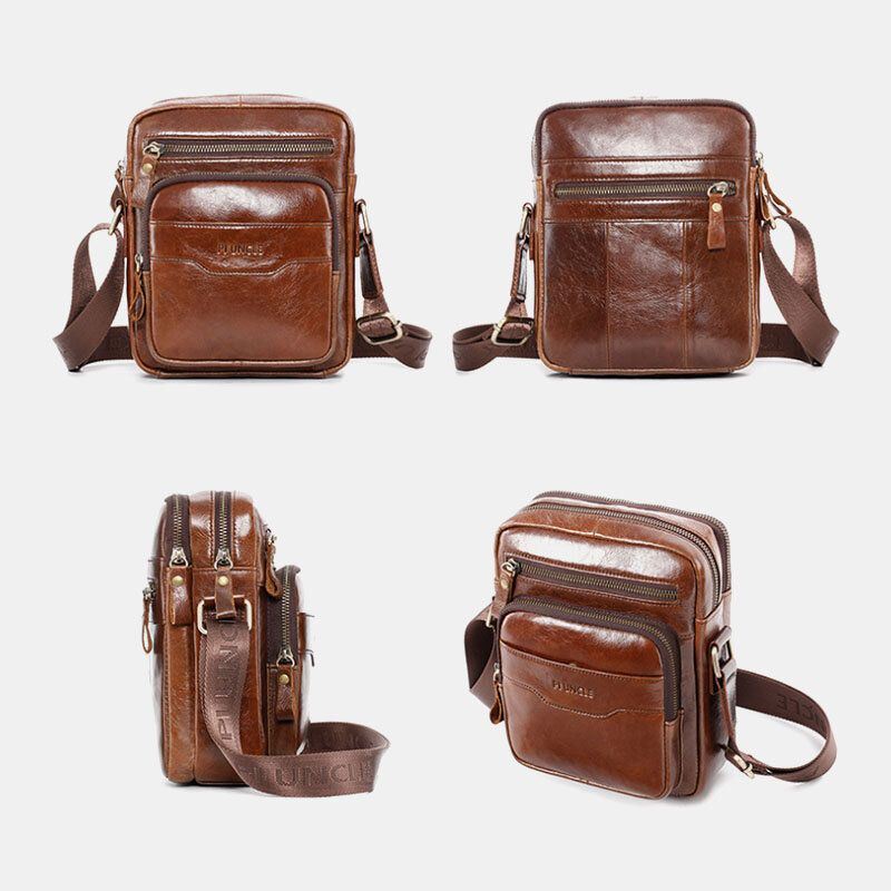 Miesten Aitoa Nahkaa Monitoiminen Retro-kulumisenkestävä Suurikapasiteettinen Käsilaukku Olkalaukku Cross Body Bag
