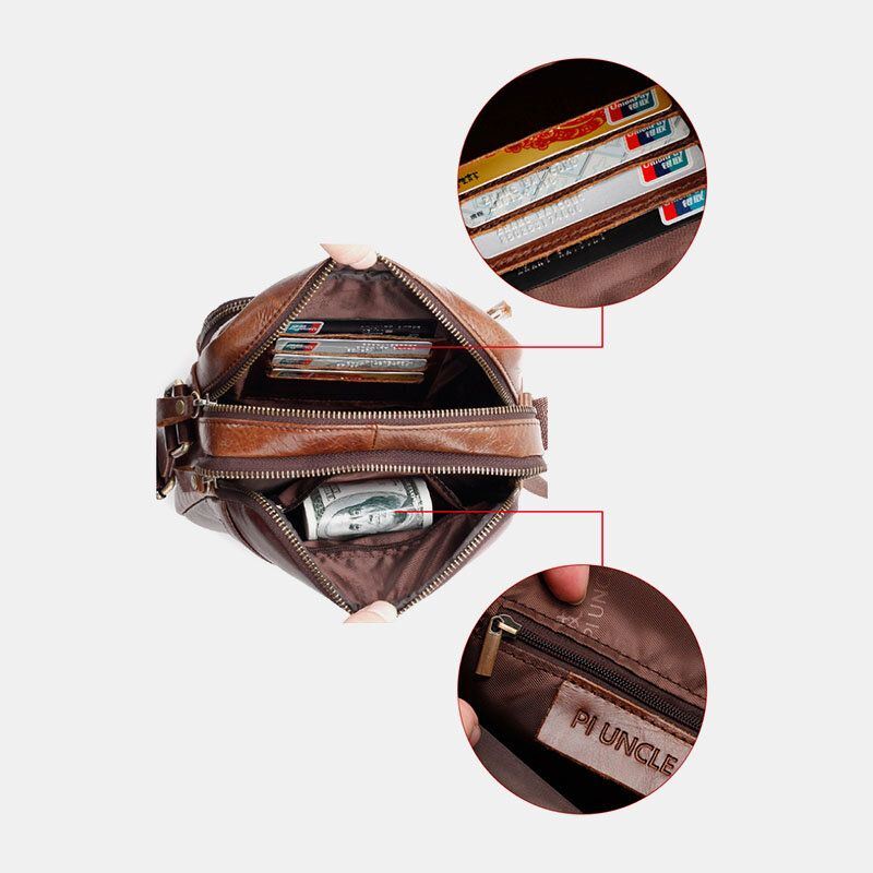 Miesten Aitoa Nahkaa Monitoiminen Retro-kulumisenkestävä Suurikapasiteettinen Käsilaukku Olkalaukku Cross Body Bag