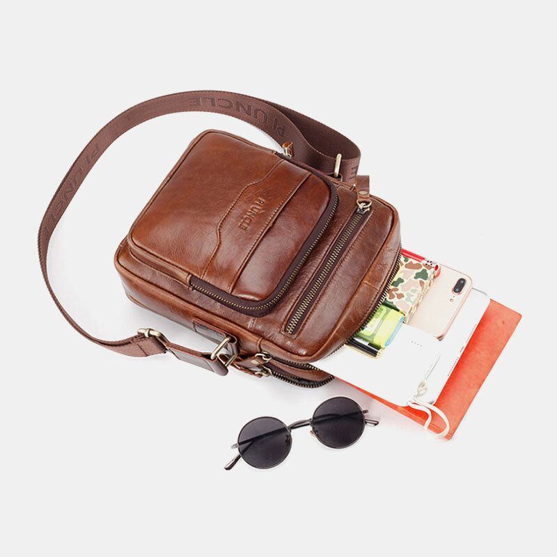 Miesten Aitoa Nahkaa Monitoiminen Retro-kulumisenkestävä Suurikapasiteettinen Käsilaukku Olkalaukku Cross Body Bag