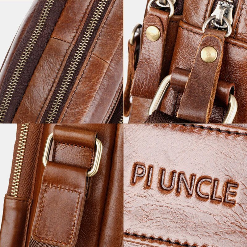 Miesten Aitoa Nahkaa Monitoiminen Retro-kulumisenkestävä Suurikapasiteettinen Käsilaukku Olkalaukku Cross Body Bag