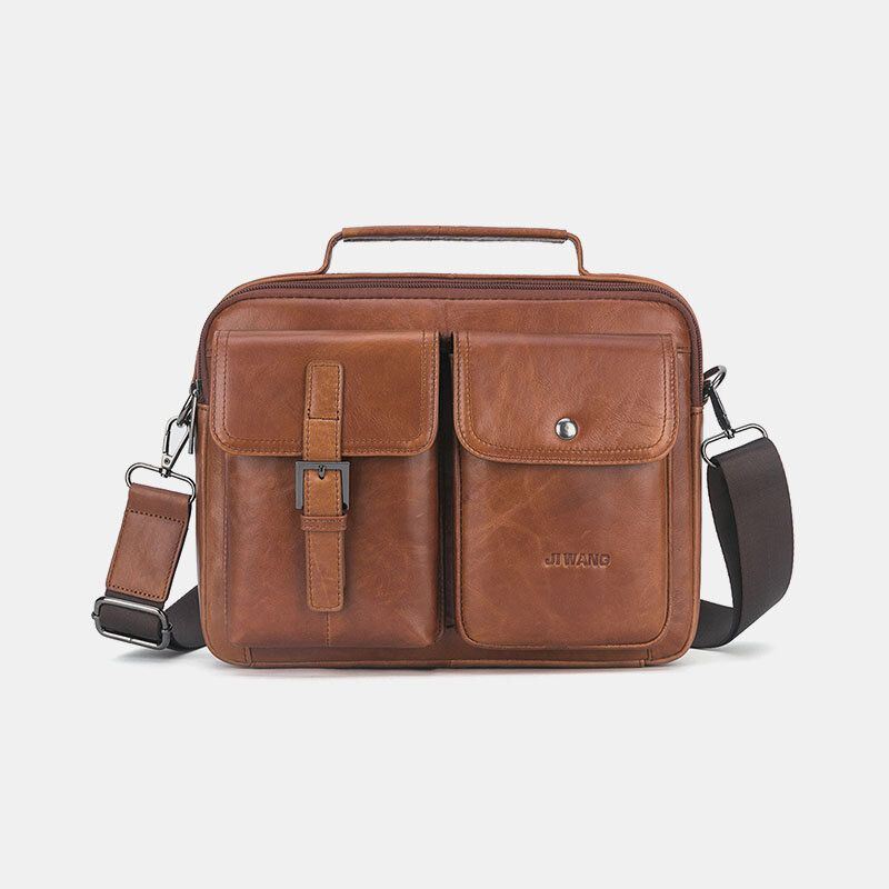 Miesten Aitoa Nahkaa Monitoiminen Retro Suurikapasiteettinen Käsilaukku Olkalaukku Cross Body Bag
