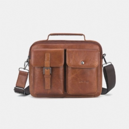 Miesten Aitoa Nahkaa Monitoiminen Retro Suurikapasiteettinen Käsilaukku Olkalaukku Cross Body Bag