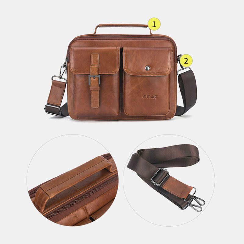 Miesten Aitoa Nahkaa Monitoiminen Retro Suurikapasiteettinen Käsilaukku Olkalaukku Cross Body Bag