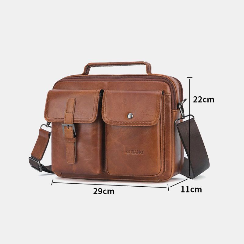 Miesten Aitoa Nahkaa Monitoiminen Retro Suurikapasiteettinen Käsilaukku Olkalaukku Cross Body Bag