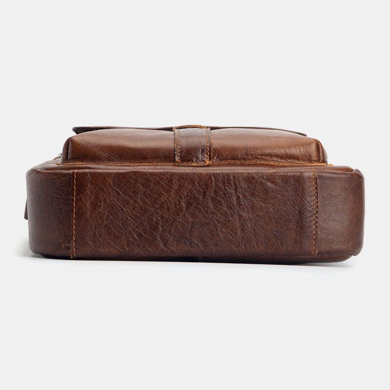 Miesten Aitoa Nahkaa Monitoiminen Varkaudenesto Kulutuksenkestävä Vintage Business Crossbody Laukku Olkalaukku