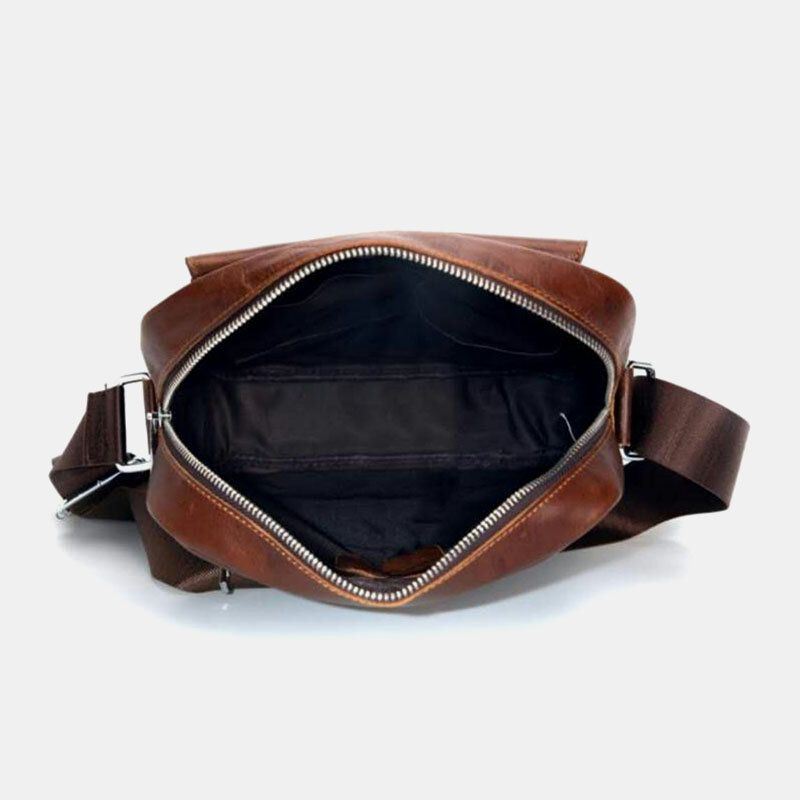Miesten Aitoa Nahkaa Monitoiminen Varkaudenesto Kulutuksenkestävä Vintage Business Crossbody Laukku Olkalaukku