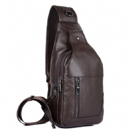 Miesten Aitoa Nahkaa Oleva Minimalistinen Vintage Crossbody -laukku Vapaa-ajan Rintalaukku Viikonloppulaukku
