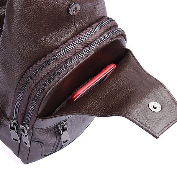 Miesten Aitoa Nahkaa Oleva Minimalistinen Vintage Crossbody -laukku Vapaa-ajan Rintalaukku Viikonloppulaukku