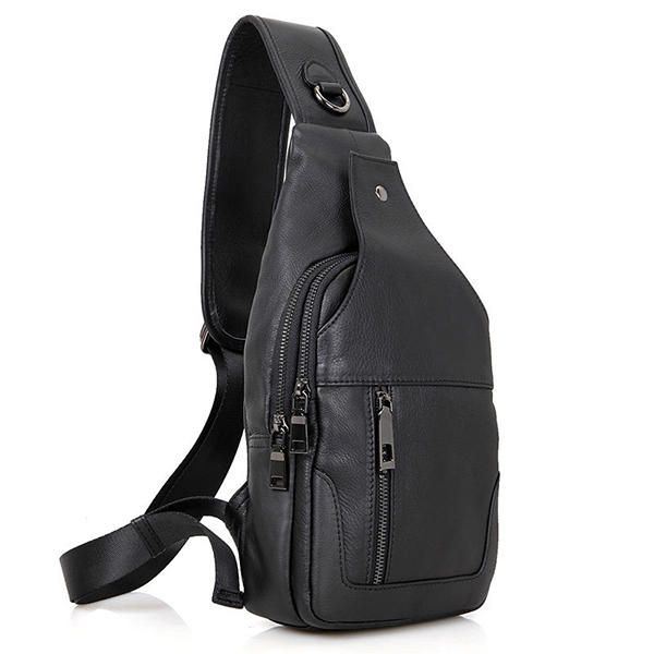 Miesten Aitoa Nahkaa Oleva Minimalistinen Vintage Crossbody -laukku Vapaa-ajan Rintalaukku Viikonloppulaukku