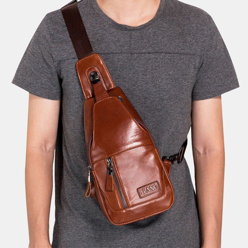 Miesten Aitoa Nahkaa Oleva Rintalaukku Olkalaukku Crossbody Bag First Layer Trend -muotilaukku