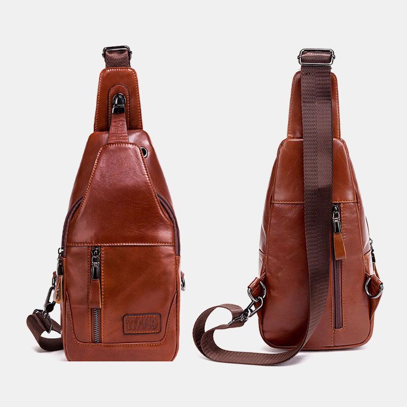 Miesten Aitoa Nahkaa Oleva Rintalaukku Olkalaukku Crossbody Bag First Layer Trend -muotilaukku