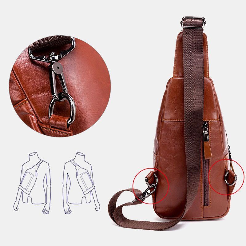 Miesten Aitoa Nahkaa Oleva Rintalaukku Olkalaukku Crossbody Bag First Layer Trend -muotilaukku